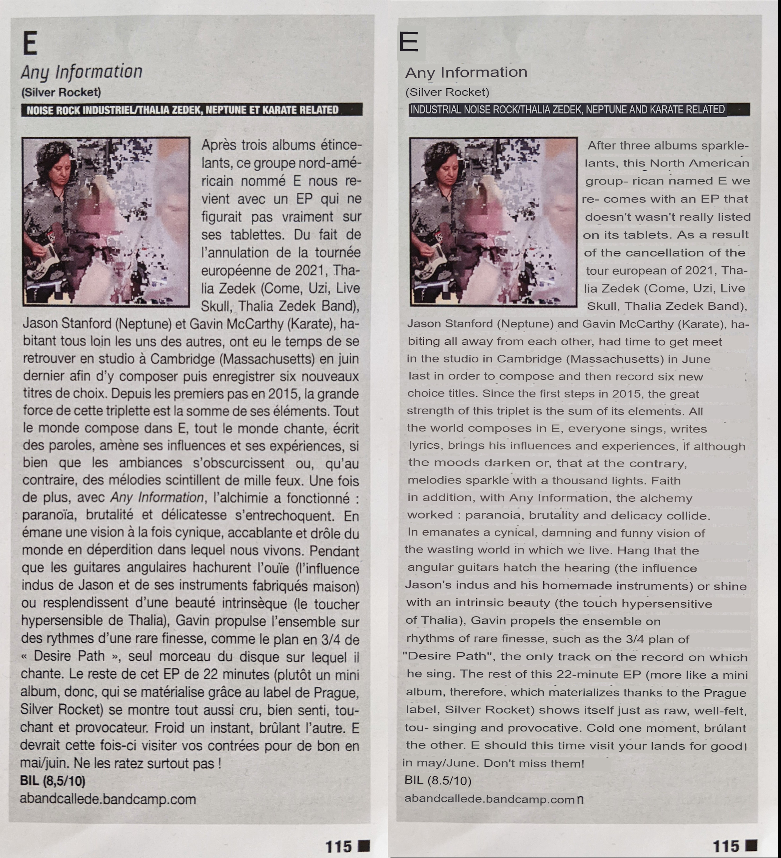 Review from NOISE, 2022.  Original text in French with English translation